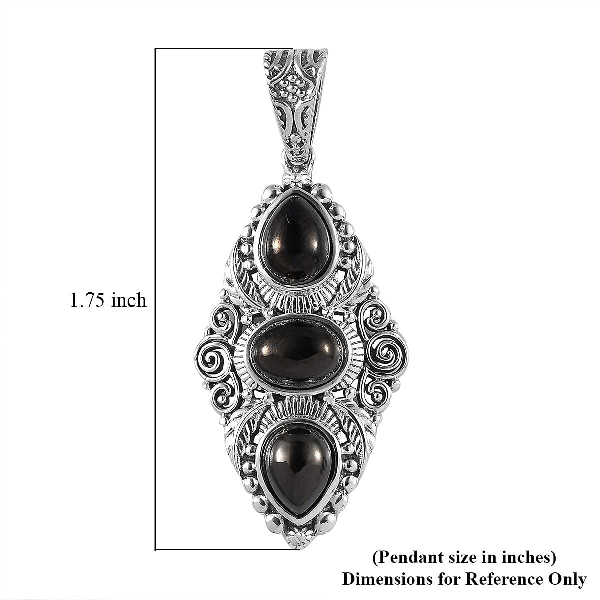 Artisan Crafted Elite Shungite 3 Stone Pendant in Sterling Silver 2.60 ctw image number 5