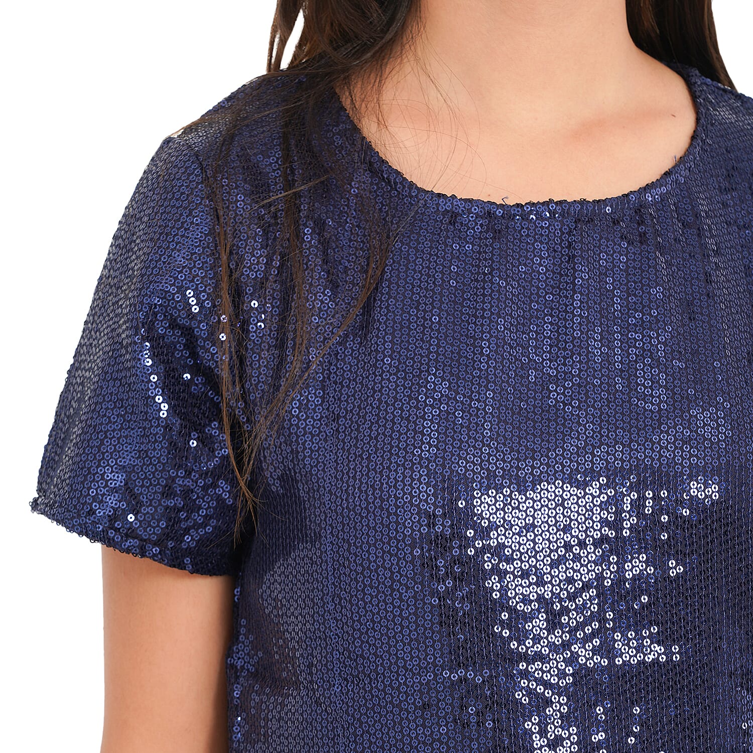 Buy Tamsy Blue Woven Inner Knitted Ladies Top -M at ShopLC.