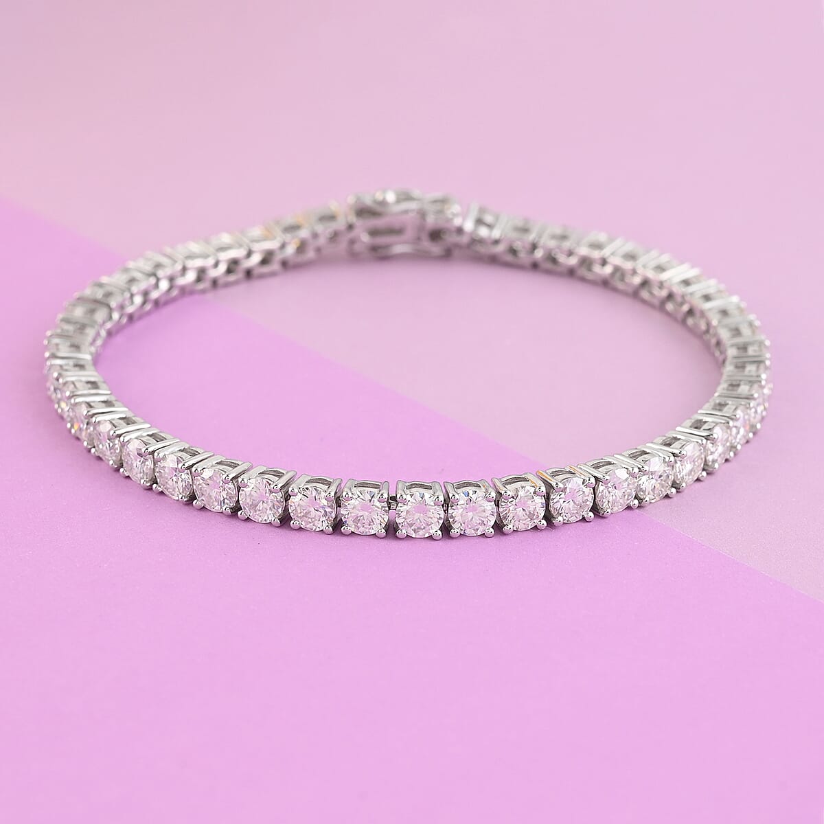 DOORBUSTER 120 Facet Moissanite Tennis Bracelet in Sterling Silver (7.50 In) (15.50 g) 11.25 ctw image number 1