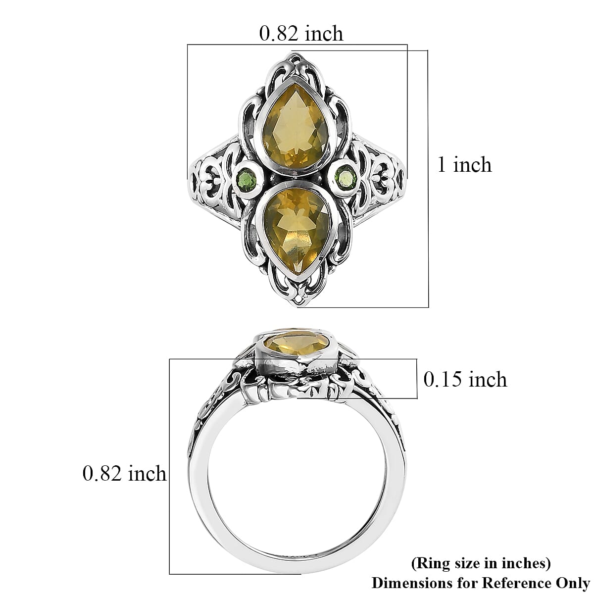 Artisan Crafted Tanzanian Canary Opal and Chrome Diopside Ring in Sterling Silver (Size 10.0) 1.65 ctw