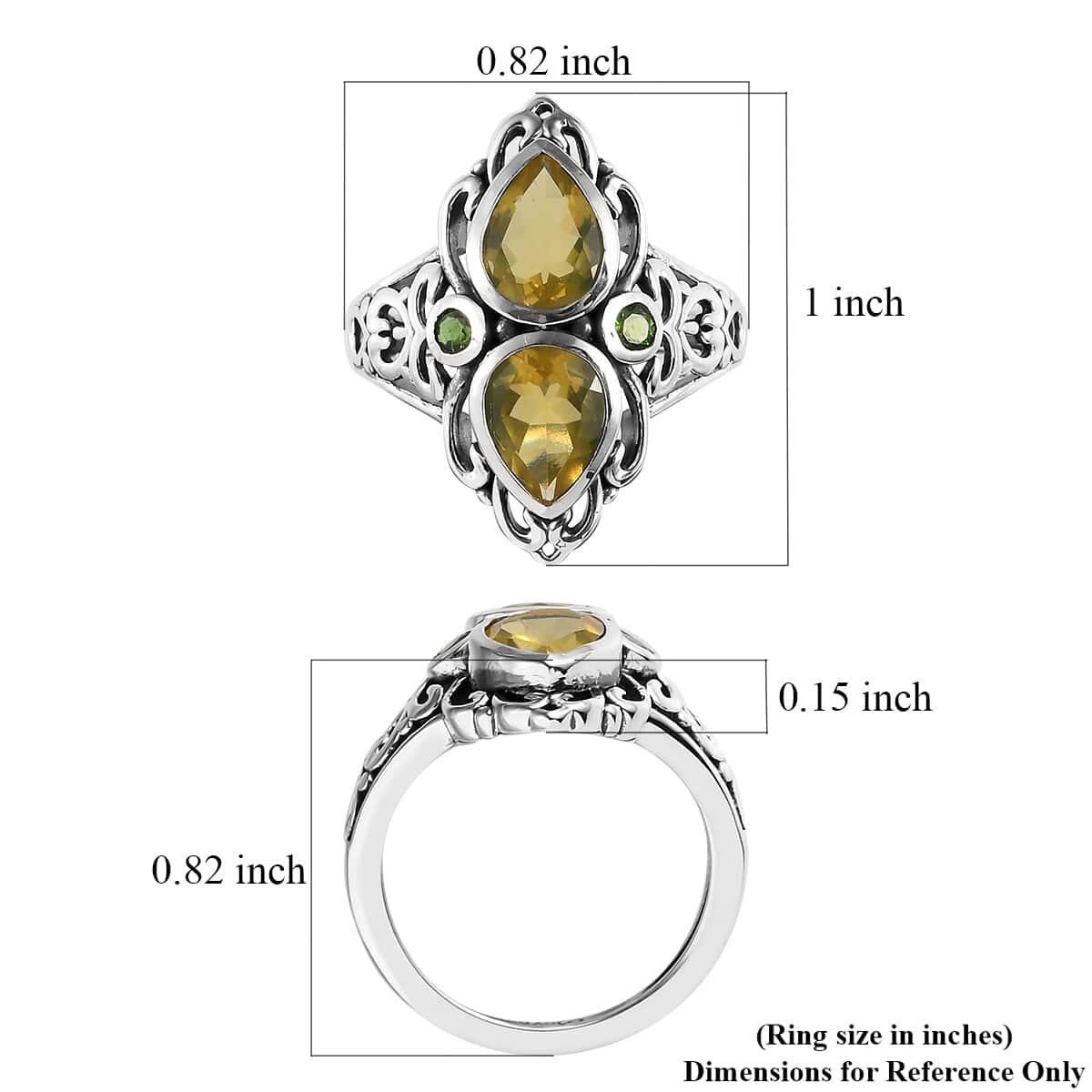 Artisan Crafted Tanzanian Natural Canary Opal and Natural Chrome Diopside Ring in Sterling Silver 1.65 ctw image number 5