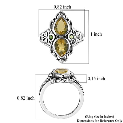 Artisan Crafted Tanzanian Canary Opal and Chrome Diopside Ring in Sterling Silver (Size 10.0) 1.65 ctw
