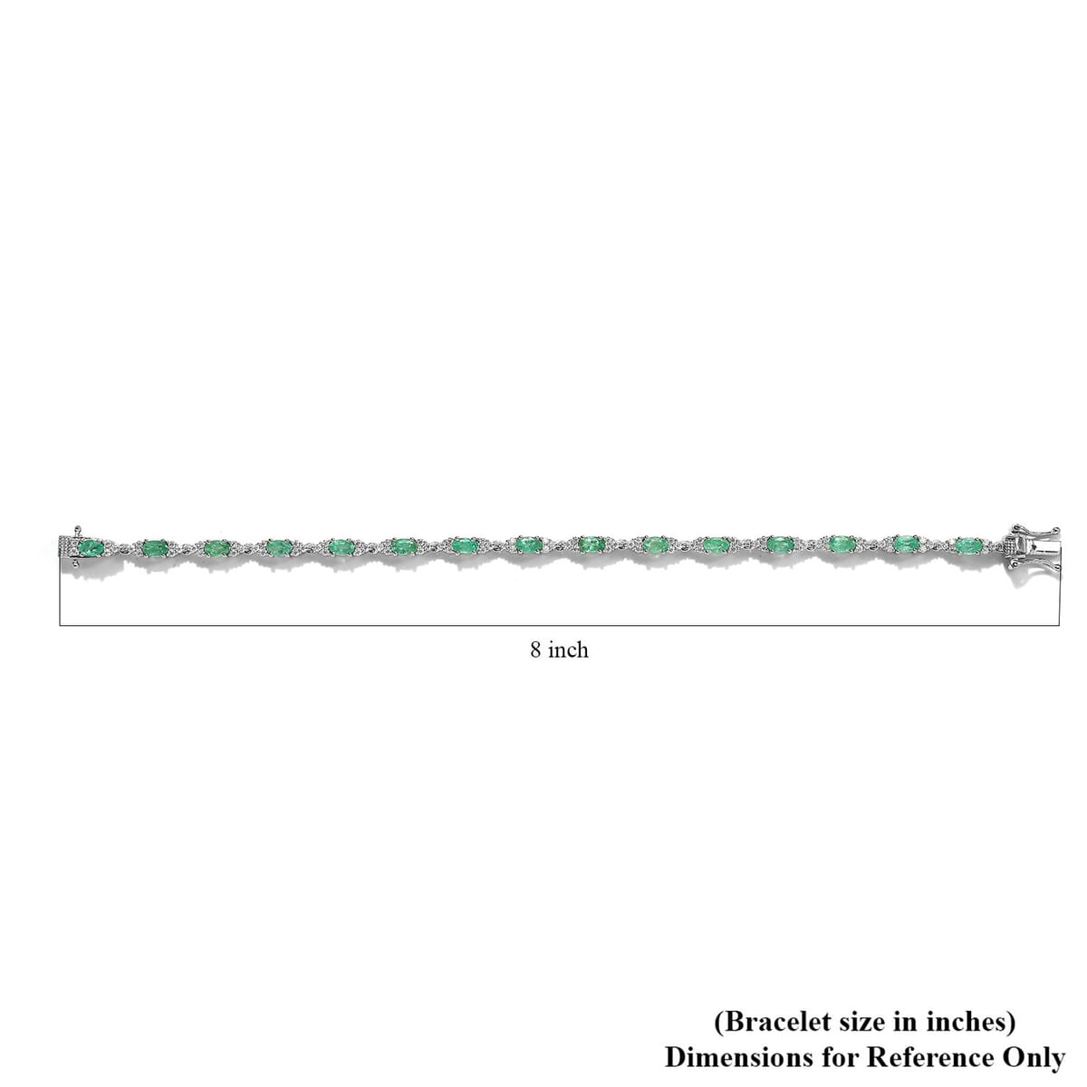 Ethiopian Emerald and Moissanite Bracelet in Platinum Over Sterling Silver (7.25 In) 7.35 Grams 4.40 ctw image number 4
