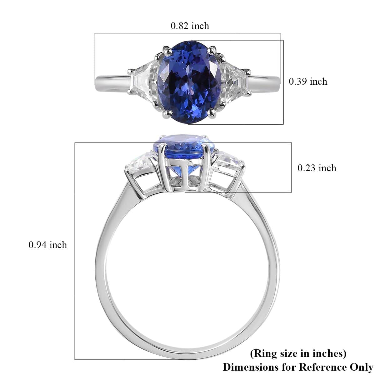 Luxoro 14K White Gold AAA Tanzanite and Moissanite Ring (Size 6.0) 2.00 ctw image number 5