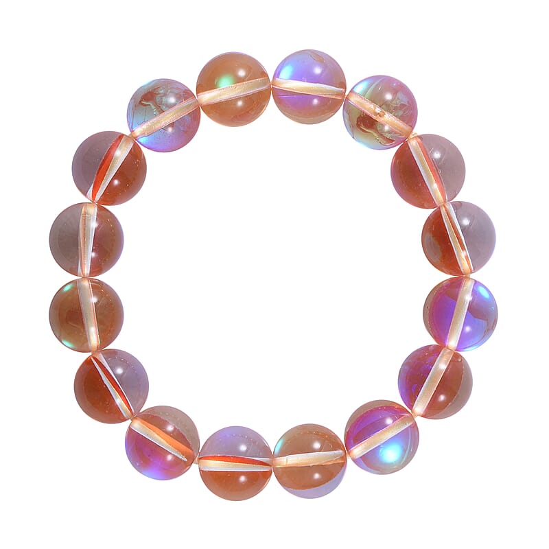 Simulated Mystic Yellow Magic Color Glass Beaded Stretch Bracelet