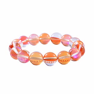 Simulated Mystic Yellow Magic Color Glass Beaded Stretch Bracelet