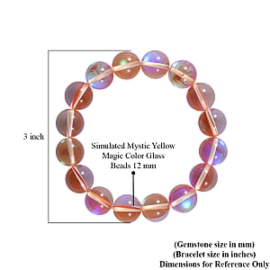 Simulated Mystic Yellow Magic Color Glass Beaded Stretch Bracelet