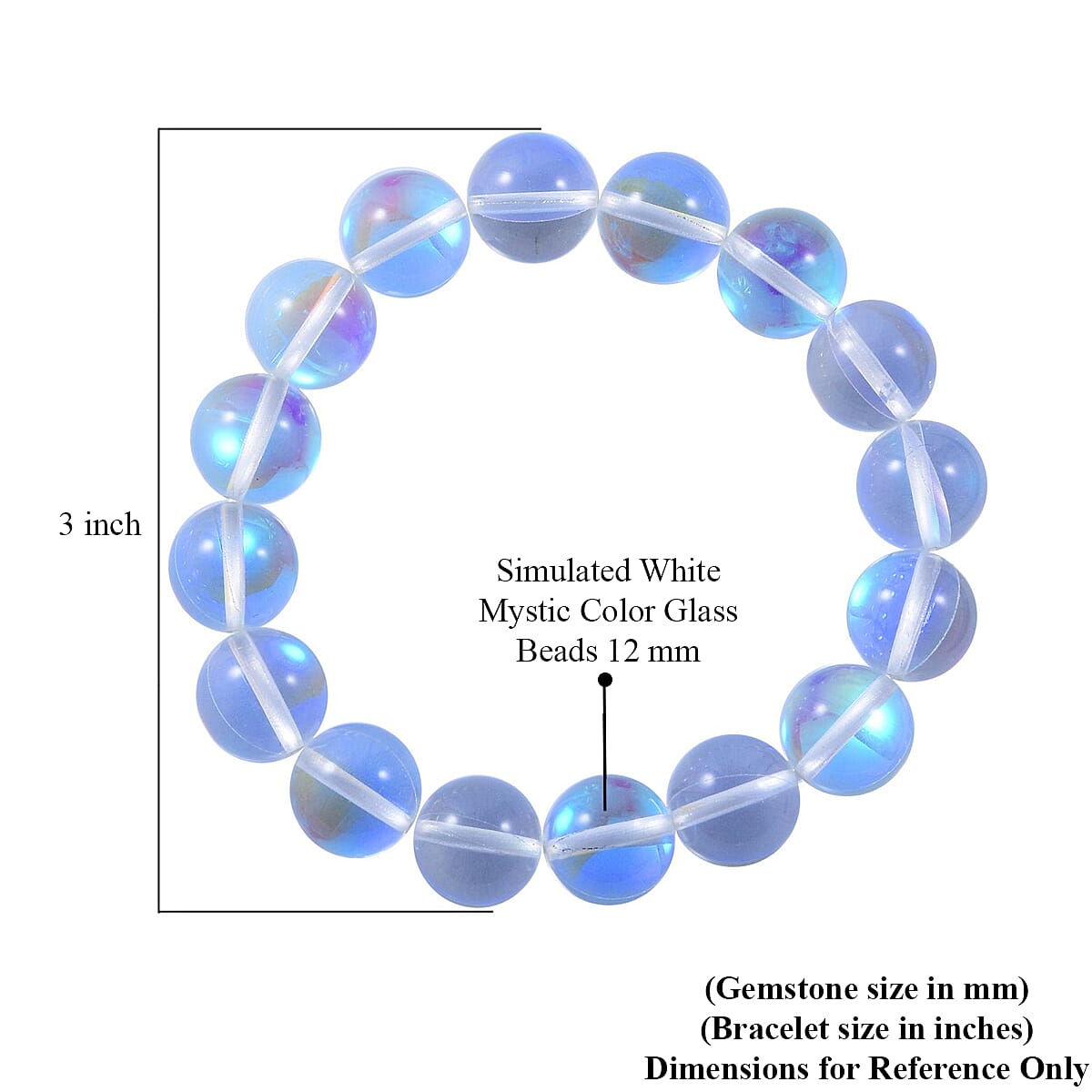 Simulated White Mystic Color Glass Stretch Bracelet image number 2
