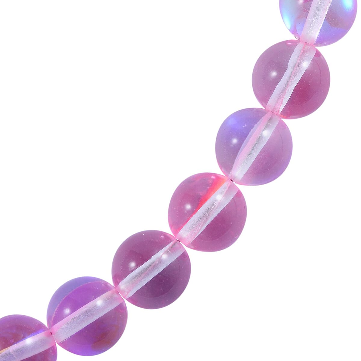 Simulated Mystic Pink Magic Color Glass Beaded Necklace 18 Inches in Rhodium Over Sterling Silver image number 2