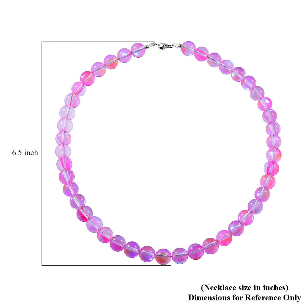 Simulated Mystic Pink Magic Color Glass Beaded Necklace 18 Inches in Rhodium Over Sterling Silver image number 4