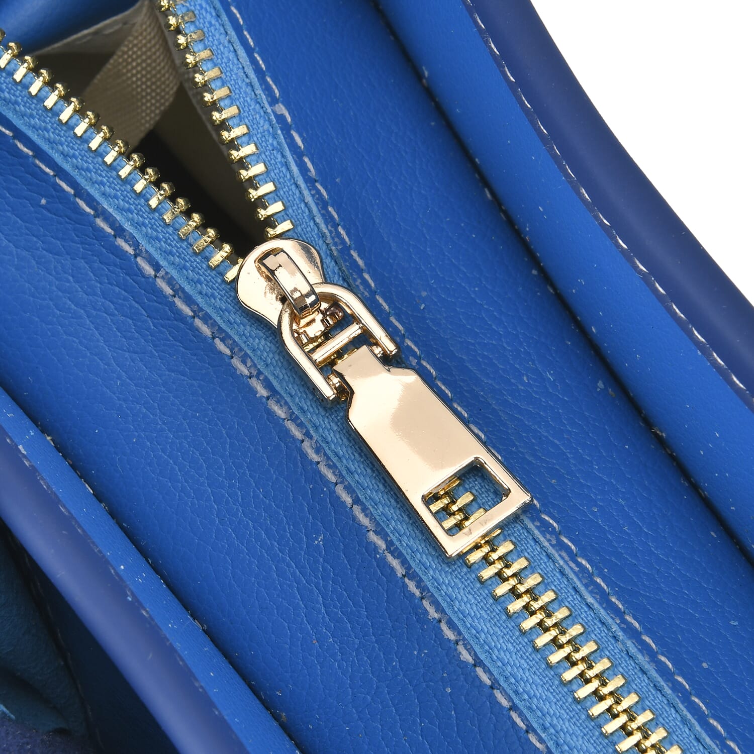Buy Chaos Collection Blue Flower Pattern Genuine Leather