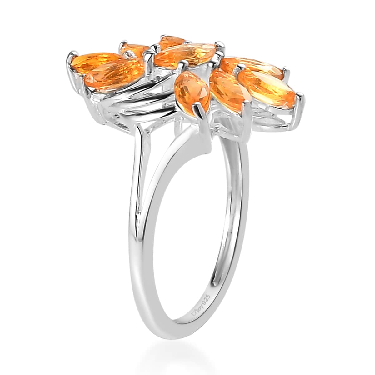 Salamanca Fire Opal Floral Ring in Sterling Silver 0.85 ctw image number 3