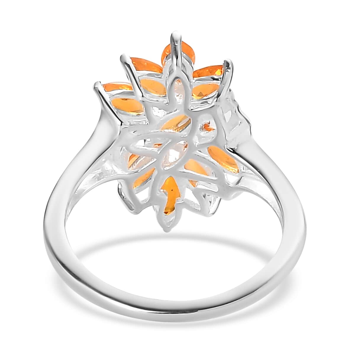 Salamanca Fire Opal Floral Ring in Sterling Silver 0.85 ctw image number 4