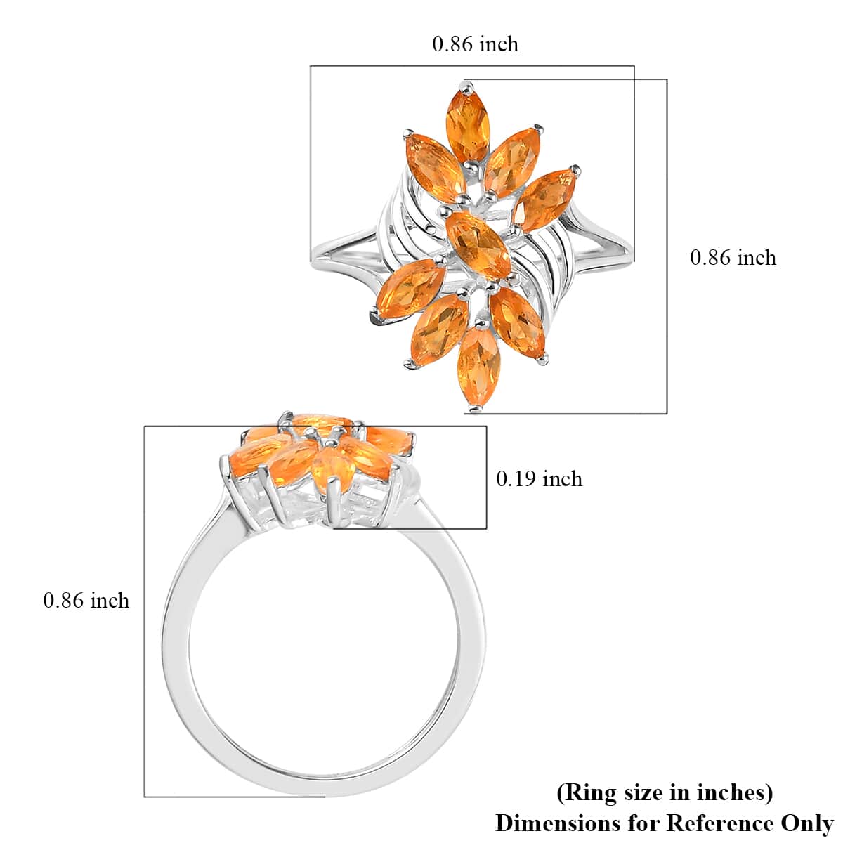 Salamanca Fire Opal Floral Ring in Sterling Silver 0.85 ctw image number 5