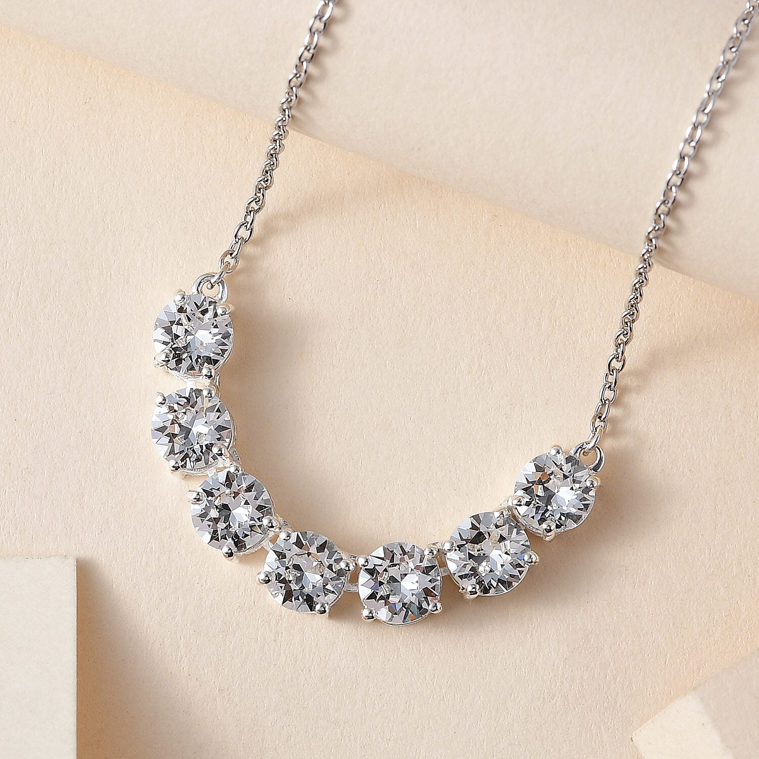 White Crystal Necklace 18 Inches in Sterling Silver