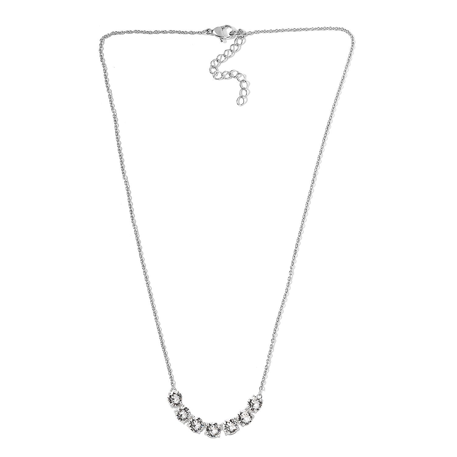 White Crystal Necklace 18 Inches in Sterling Silver