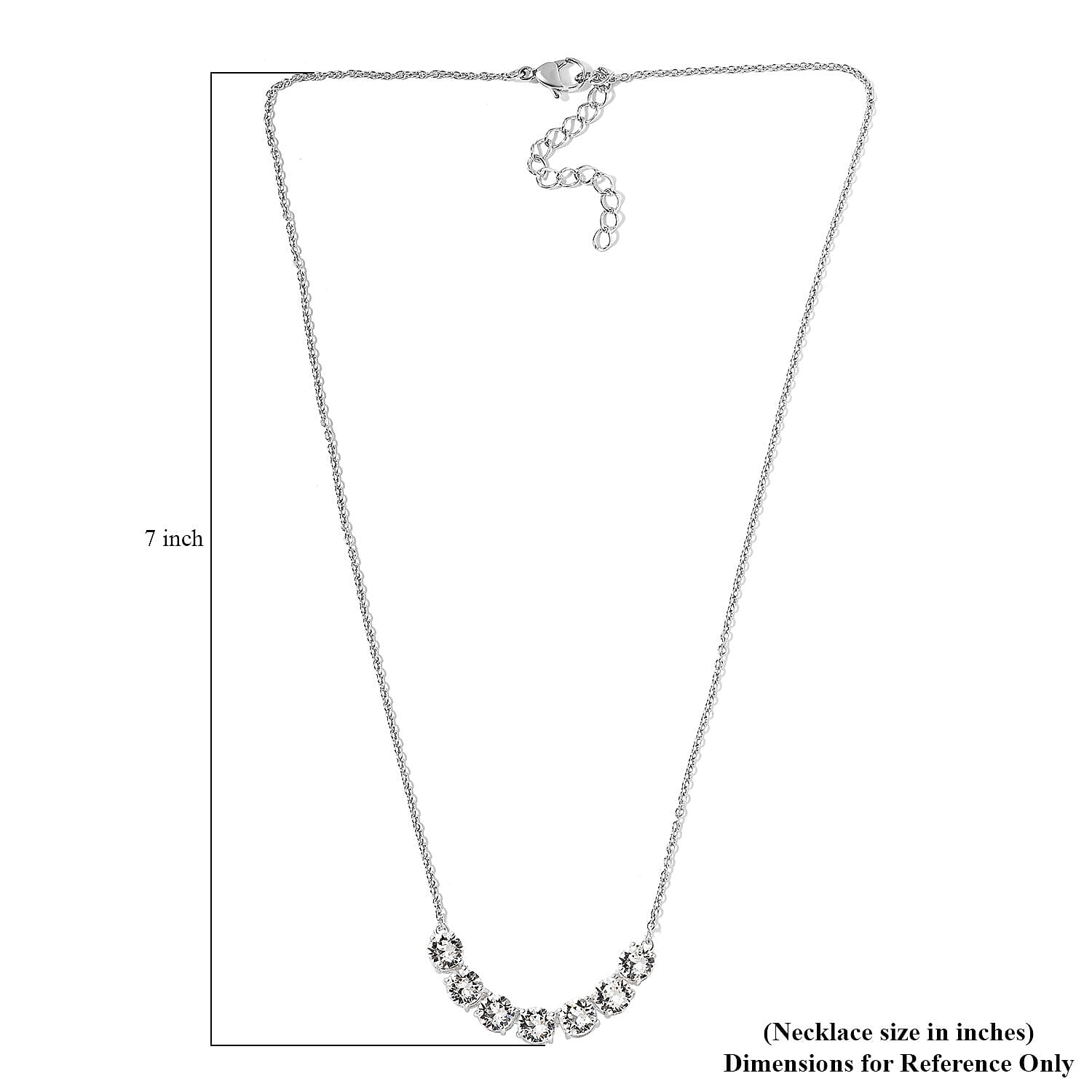 White Crystal Necklace 18 Inches in Sterling Silver