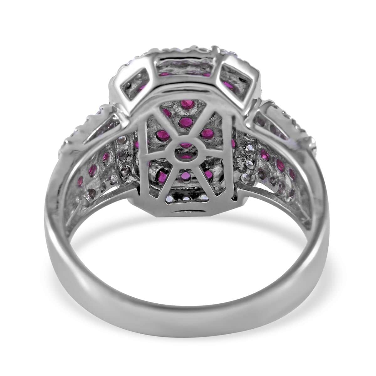 Premium Montepuez Ruby and Natural White Zircon Ring in Platinum Over Sterling Silver 2.30 ctw image number 3