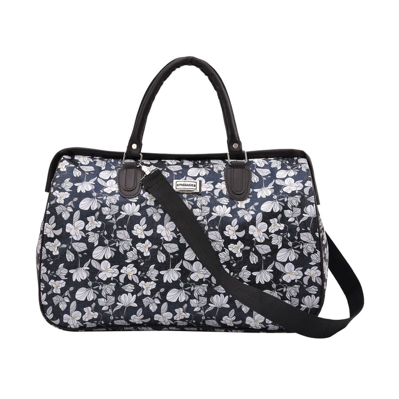 Passage Gray with Flower Print Travel Bag with 43 Inches Shoulder Strap 