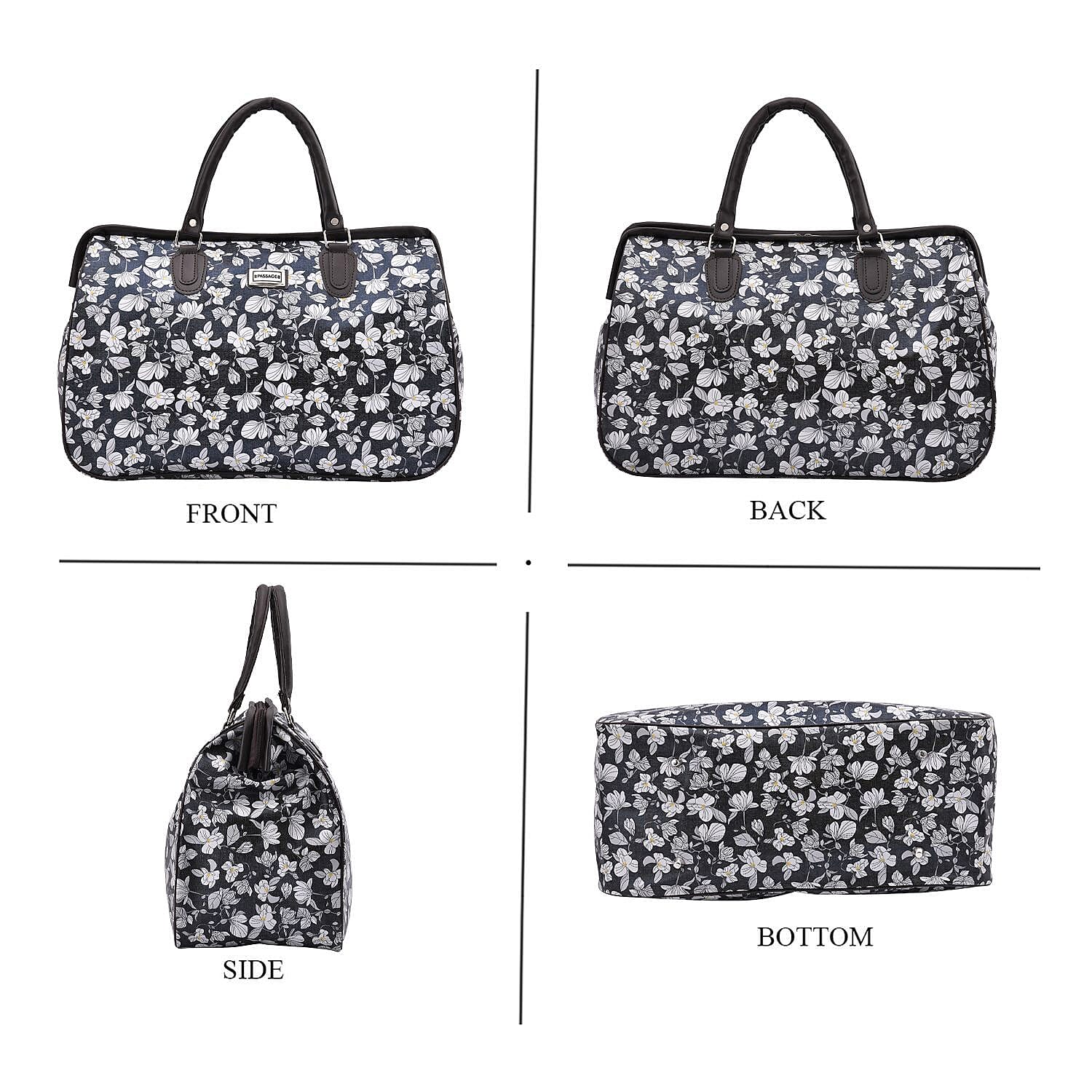 Passage Gray with Flower Print Travel Bag with 43 Inches Shoulder Strap 