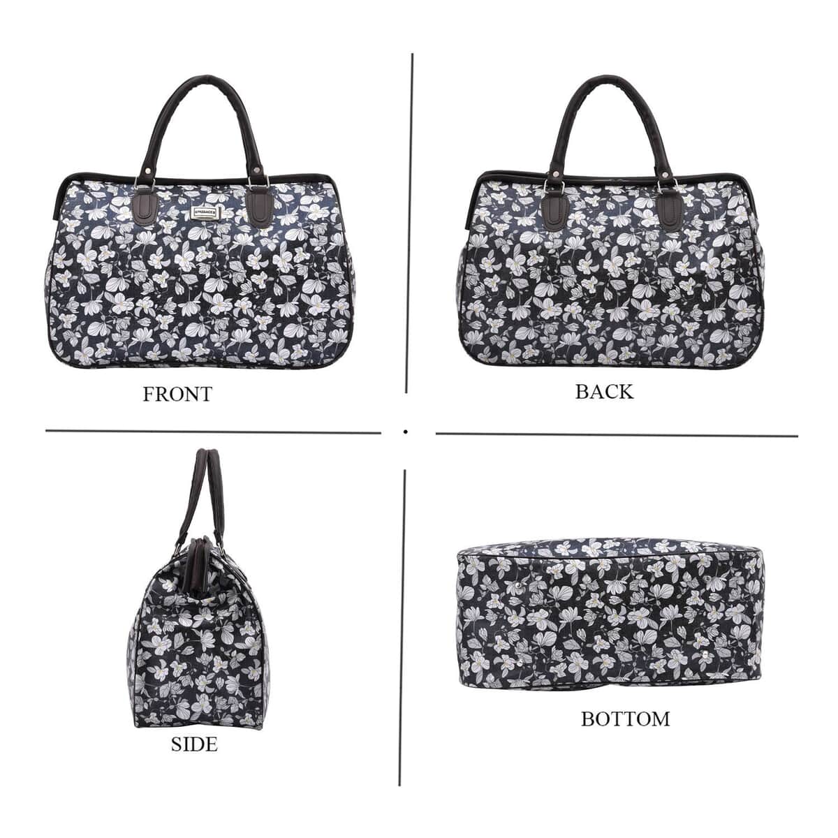 Passage Gray with Flower Print Travel Bag with 43 Inches Shoulder Strap  image number 4