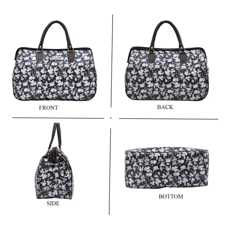 Passage Gray with Flower Print Travel Bag with 43 Inches Shoulder Strap 