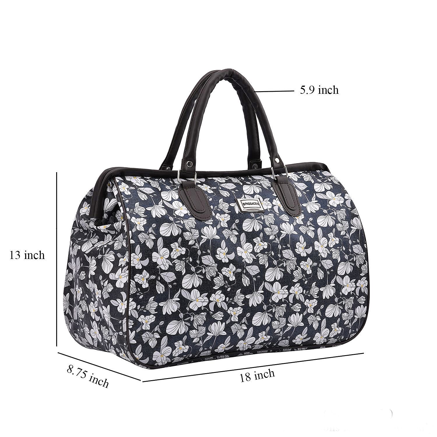 Passage Gray with Flower Print Travel Bag with 43 Inches Shoulder Strap 