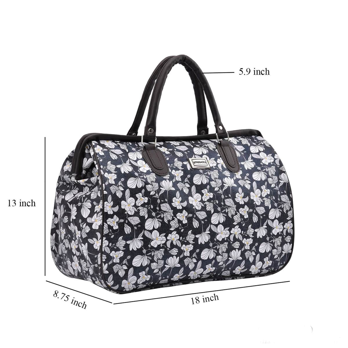 Passage Gray with Flower Print Travel Bag with 43 Inches Shoulder Strap  image number 5