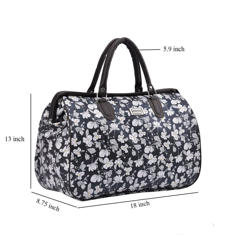 Passage Gray with Flower Print Travel Bag with 43 Inches Shoulder Strap 