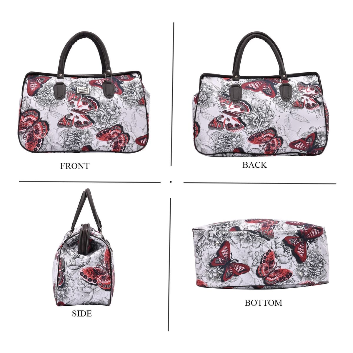 Passage Red Butterfly with Flower Print Travel Bag with 43 Inches Shoulder Strap  image number 4