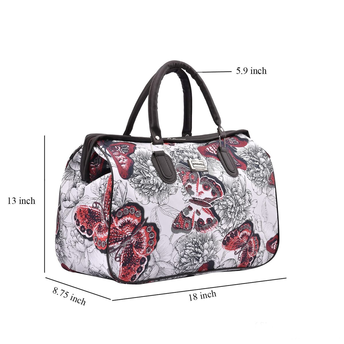 Passage Red Butterfly with Flower Print Travel Bag with 43 Inches Shoulder Strap  image number 5