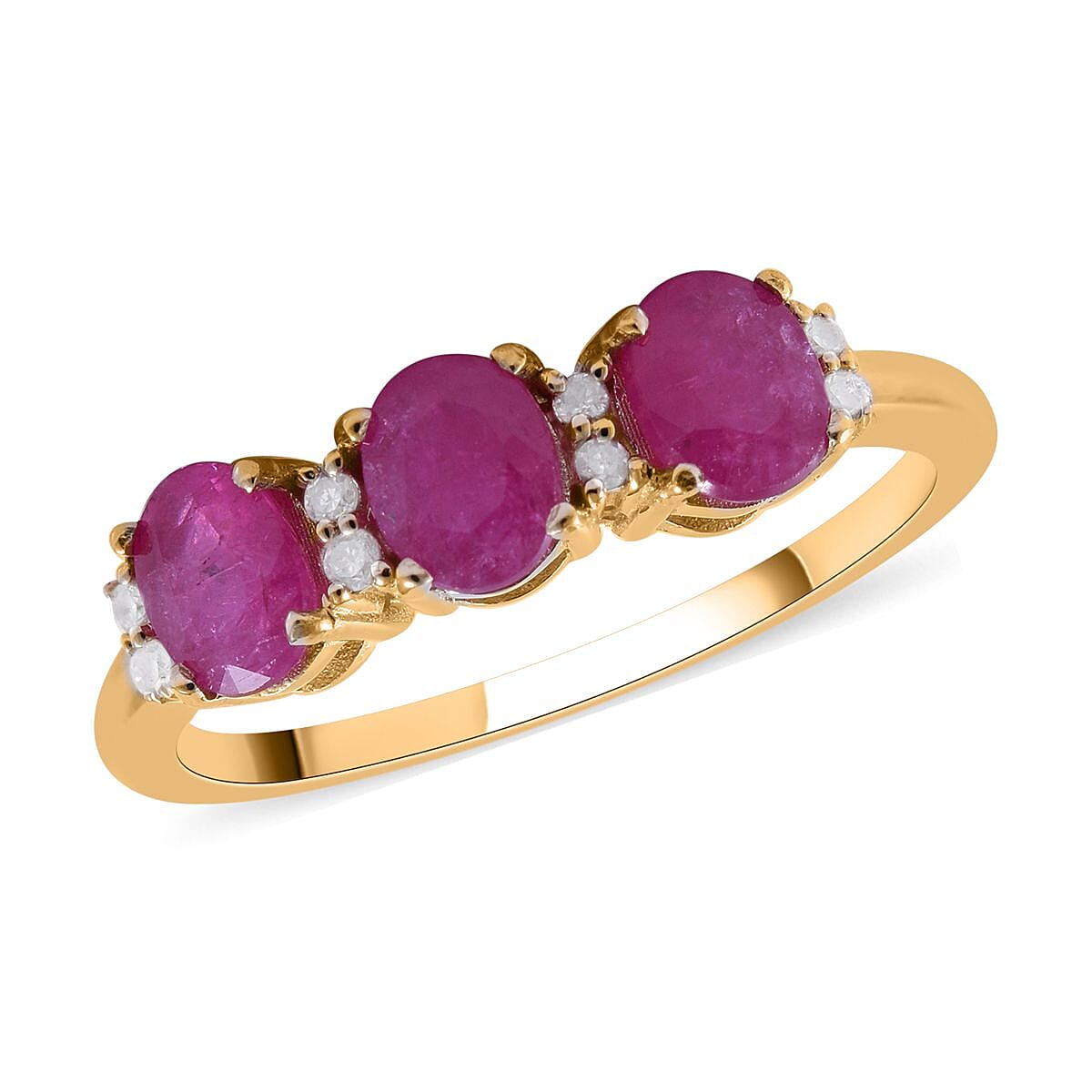 LUXORO 10K Yellow Gold Premium Montepuez Ruby and Diamond Ring 2 Grams 1.25 ctw image number 0