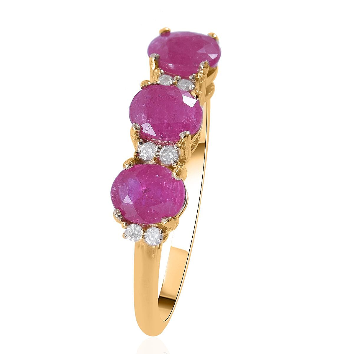 LUXORO 10K Yellow Gold Premium Montepuez Ruby and Diamond Ring 2 Grams 1.25 ctw image number 2