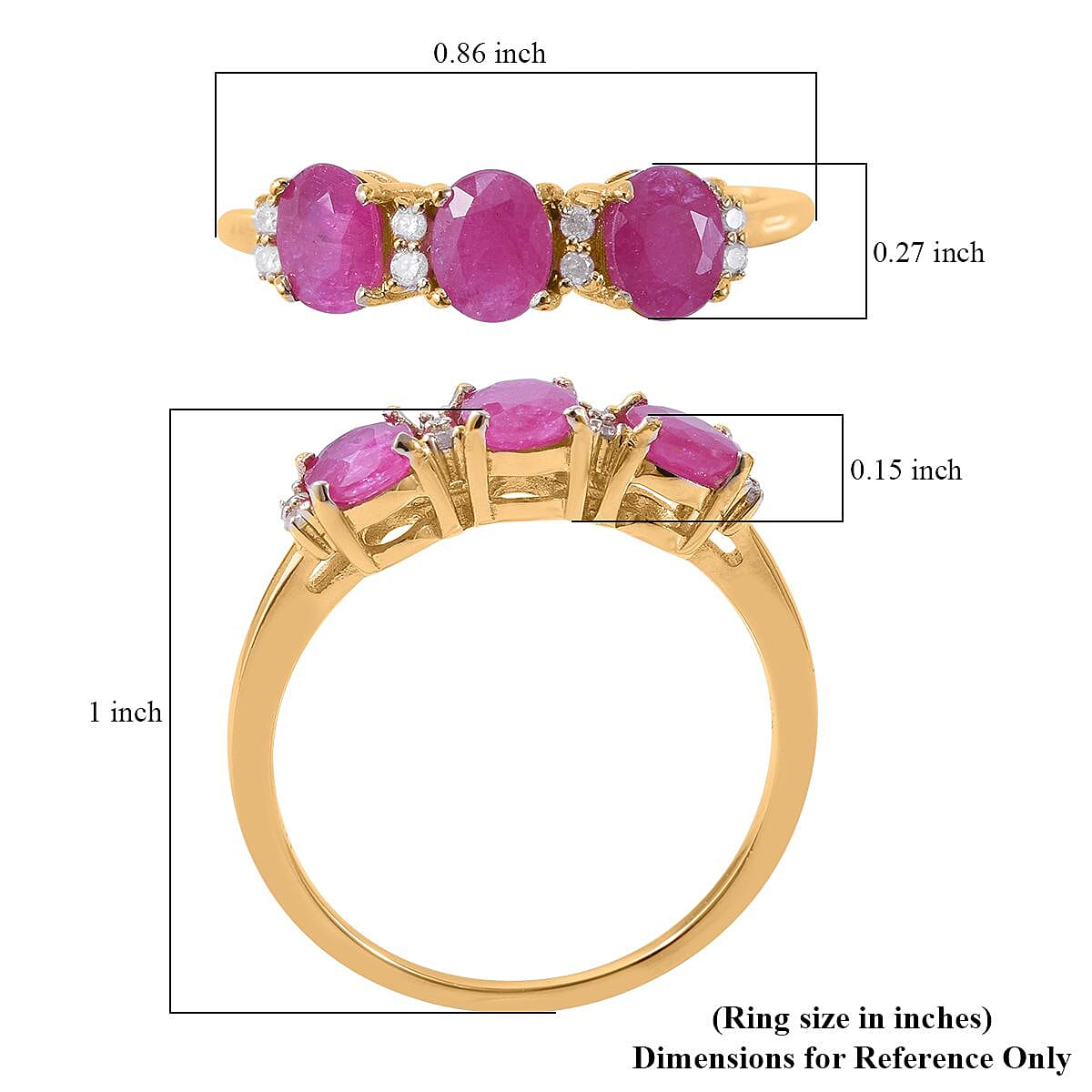 LUXORO 10K Yellow Gold Premium Montepuez Ruby and Diamond Ring 2 Grams 1.25 ctw image number 4
