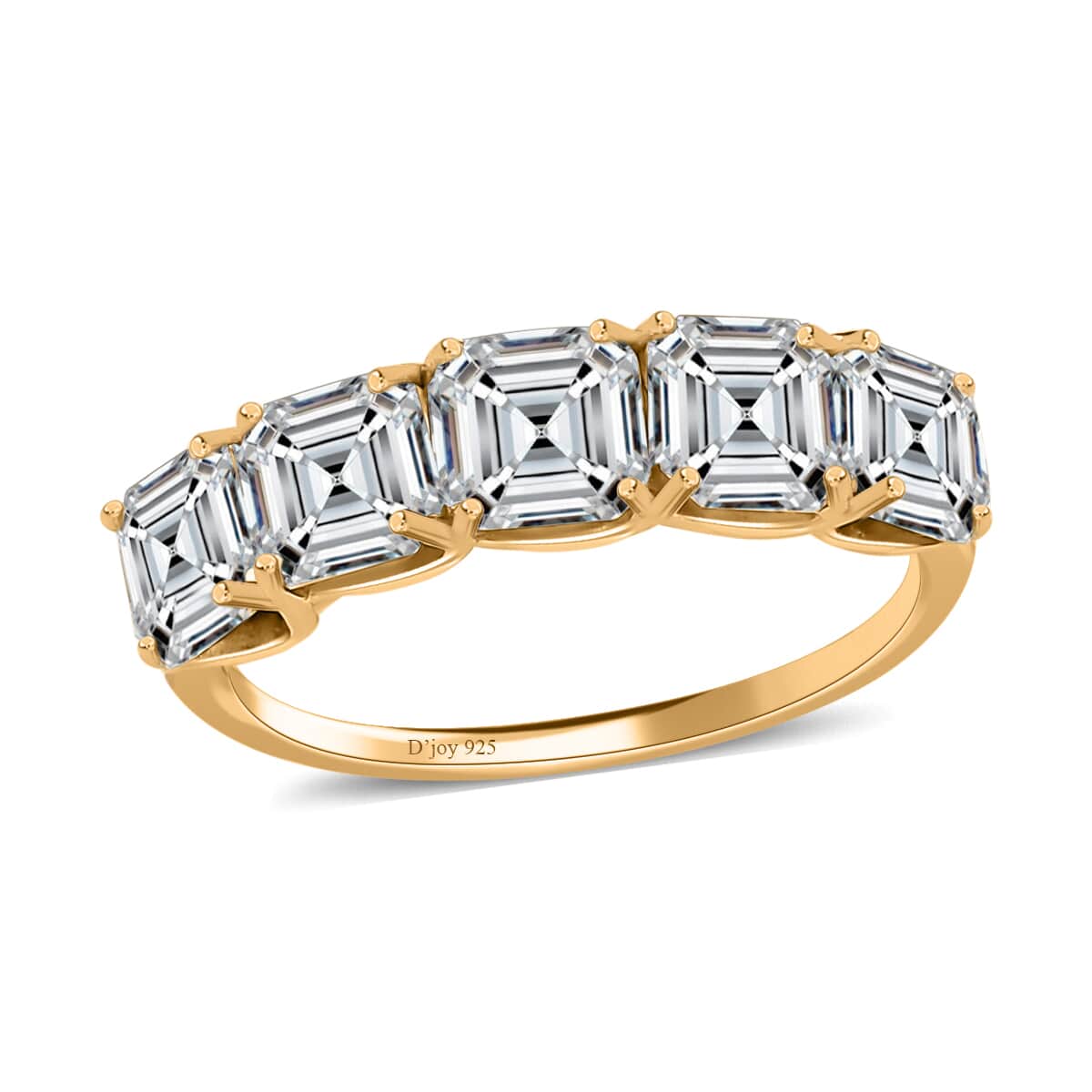 Asscher Cut Moissanite 5 Stone Ring in Vermeil Yellow Gold Over Sterling Silver (Size 7.0) 3.35 ctw image number 0