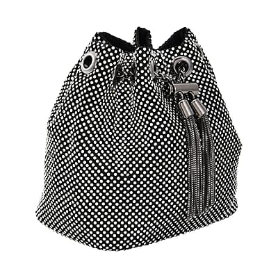 Black Crystal, with Tassel lock, Bucket Bag with a long Strap