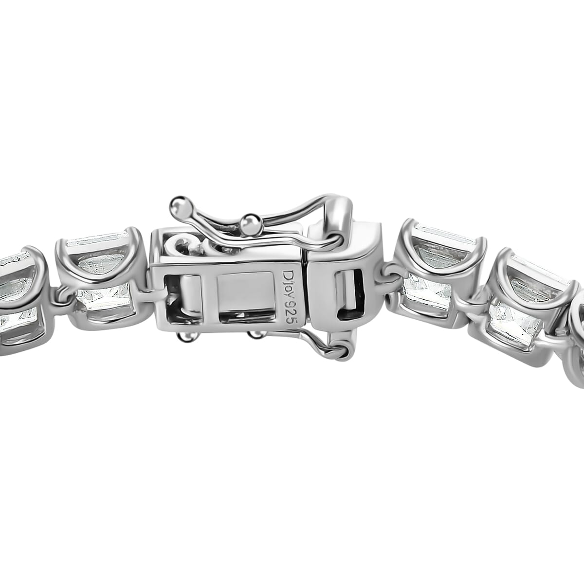 Asscher Cut Moissanite (Oct 5x5mm) Tennis Bracelet in Platinum Over Sterling Silver (6.50 In) (Delivery in 10-15 Business Days) 19.90 ctw image number 3