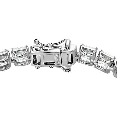 Asscher Cut Moissanite Tennis Bracelet in Platinum Over Sterling Silver (6.50 In) 19.90 ctw