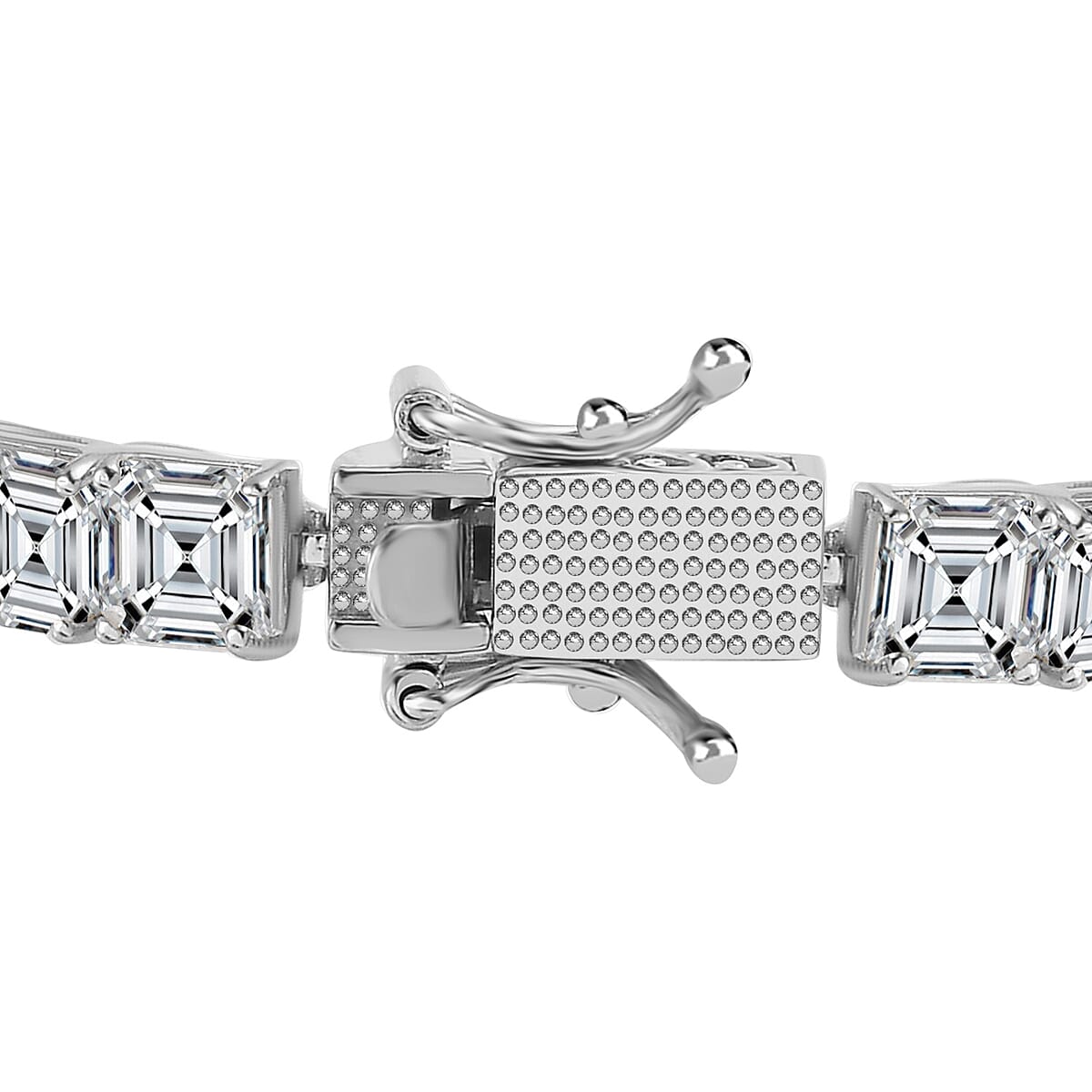 Asscher Cut Moissanite Tennis Bracelet in Platinum Over Sterling Silver (8.00 In) 24.40 ctw image number 3