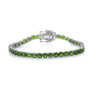 Chrome Diopside and Moissanite Tennis Bracelet in Platinum Over Sterling Silver (6.50 In) 10.75 ctw