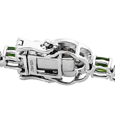 Chrome Diopside and Moissanite Tennis Bracelet in Platinum Over Sterling Silver (6.50 In) 10.75 ctw