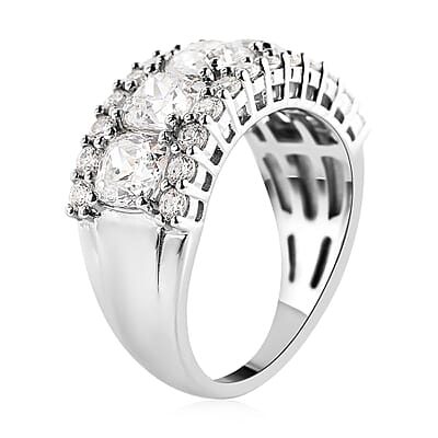 Lustro Stella Made with Finest CZ Ring in Rhodium Over Sterling Silver (Size 10.0) 7.60 ctw