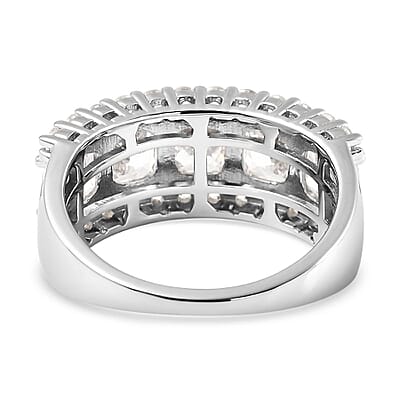 Lustro Stella Made with Finest CZ Ring in Rhodium Over Sterling Silver (Size 10.0) 7.60 ctw