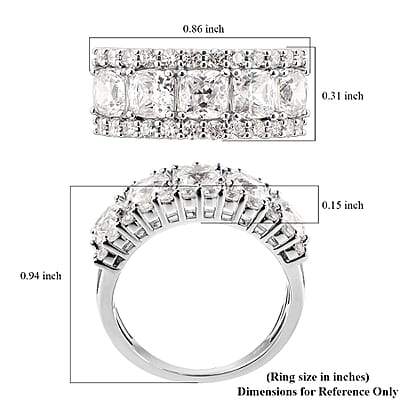 Lustro Stella Made with Finest CZ Ring in Rhodium Over Sterling Silver (Size 10.0) 7.60 ctw