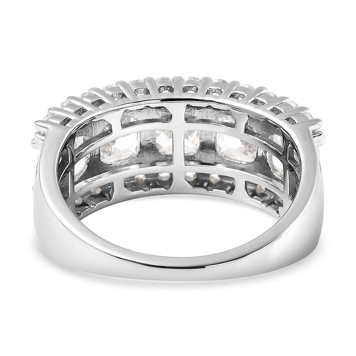 Lustro Stella Made with Finest CZ Ring in Rhodium Over Sterling Silver (Size 7.0) 7.60 ctw image number 4