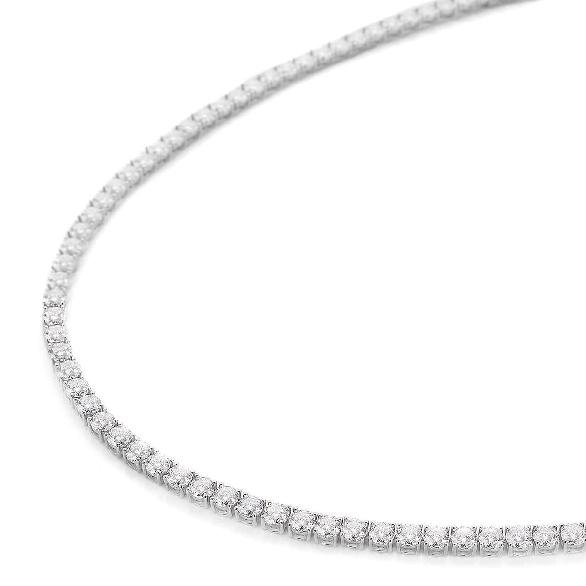 Lustro Stella Made with Finest CZ Tennis Necklace 18 Inches in Rhodium Over Sterling Silver 80.90 ctw image number 2