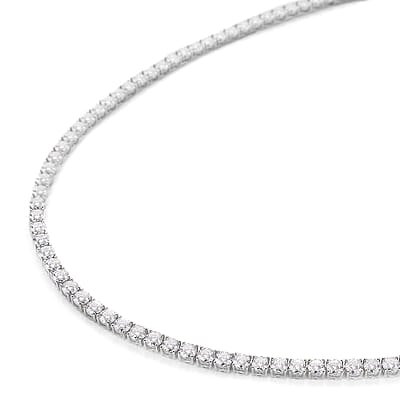 Lustro Stella Made with Finest CZ Tennis Necklace 18 Inches in Rhodium Over Sterling Silver 80.90 ctw