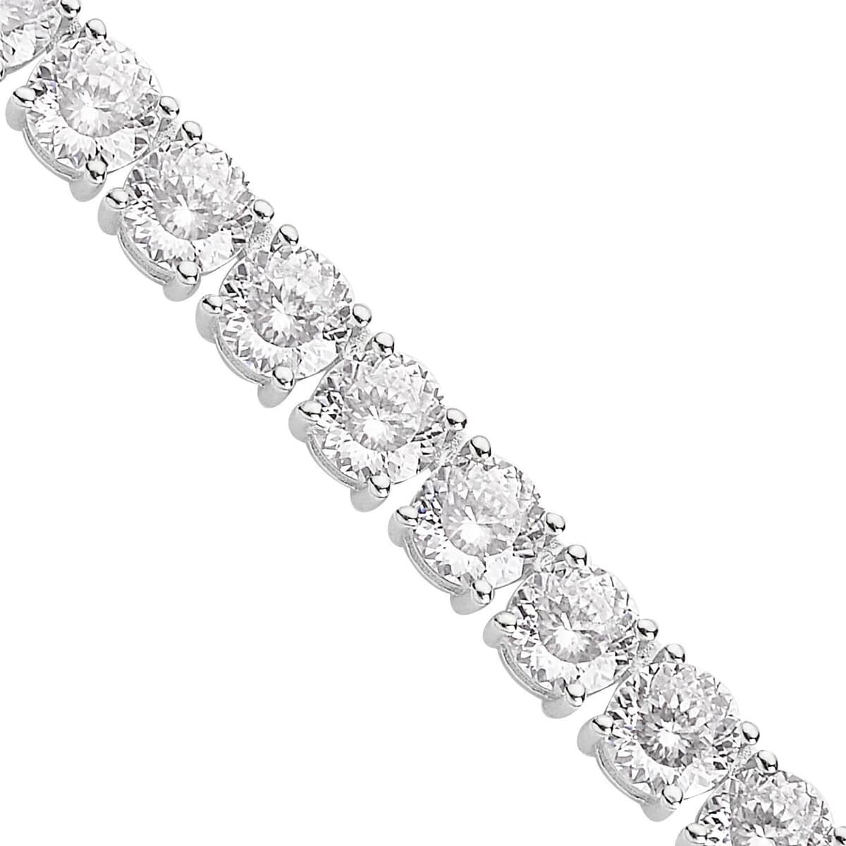 Lustro Stella Made with Finest CZ Tennis Necklace 18 Inches in Rhodium Over Sterling Silver 80.90 ctw image number 3