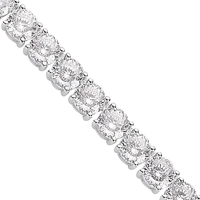 Lustro Stella Made with Finest CZ Tennis Necklace 18 Inches in Rhodium Over Sterling Silver 80.90 ctw