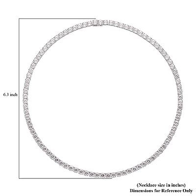 Lustro Stella Made with Finest CZ Tennis Necklace 18 Inches in Rhodium Over Sterling Silver 80.90 ctw